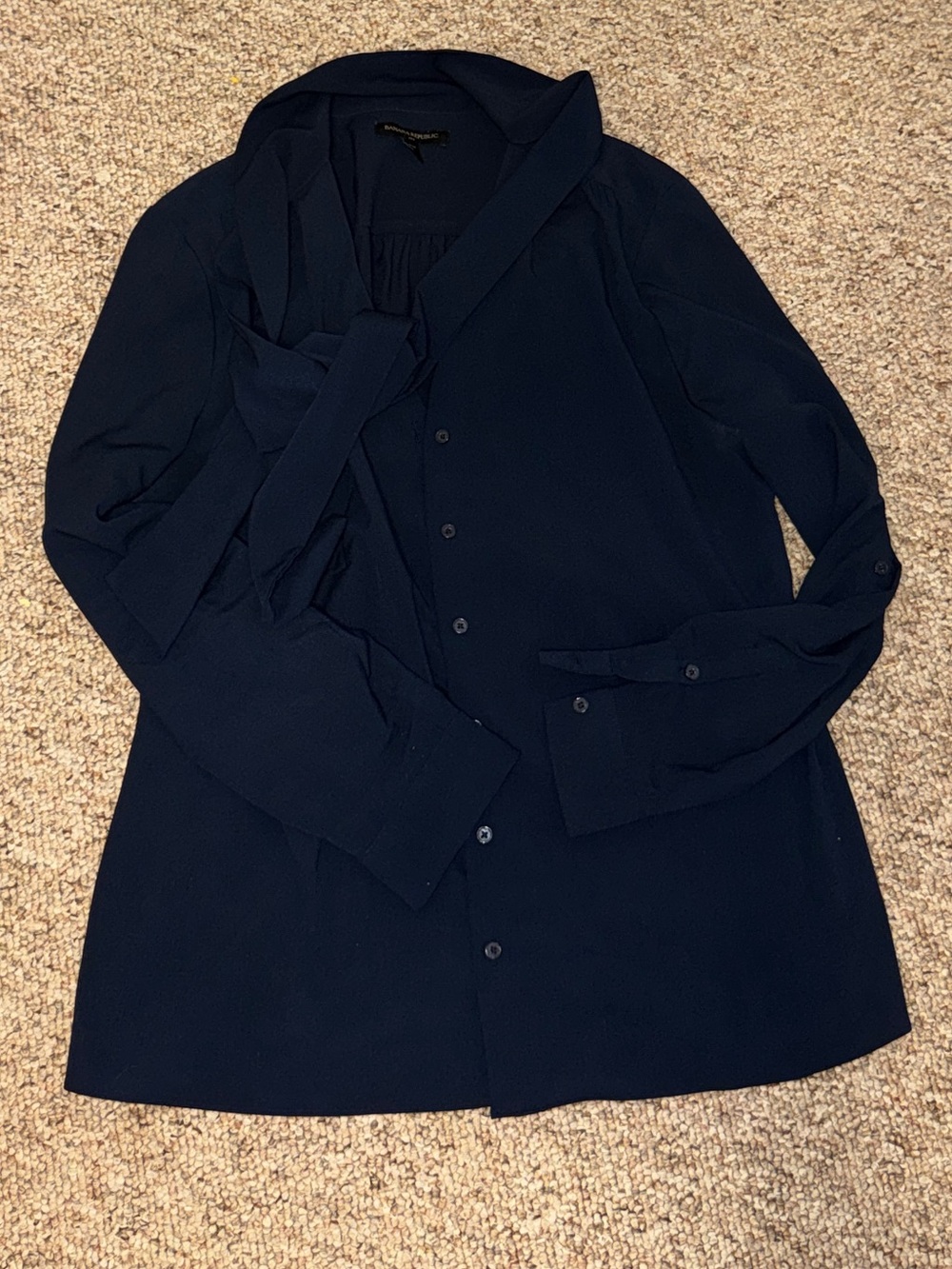 Banana Republic Navy Button-Front Blouse with Collar